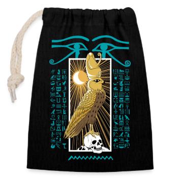 Horus Gott des alten Ägypten - Verschließbarer Geschenkbeutel aus Baumwolle (14x20cm) - Schwarz - Vorne