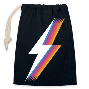 Retrocolor 80s Flash - Lightning Bolt - Closable cotton gift bag (14x20cm) - navy - Front