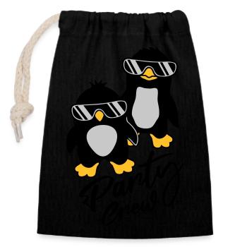 Amis de l’équipage de pingouin - Sac cadeau en coton avec cordon (14 x 20 cm) - noir - Devant