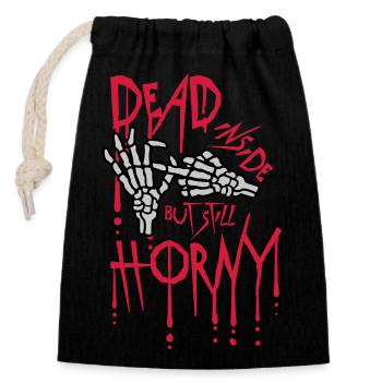 dead inside but horny - Closable cotton gift bag (14x20cm) - black - Front