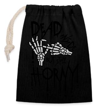 dead inside but horny - Closable cotton gift bag (14x20cm) - black - Front