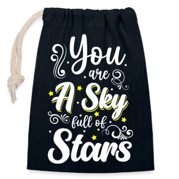 Stern Sternchen Mond Wünsche - Verschließbarer Geschenkbeutel aus Baumwolle (14x20cm) - Navy - Vorne