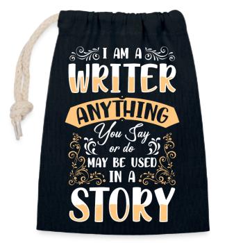 Writers Reading Books - Closable cotton gift bag (14x20cm) - navy - Front