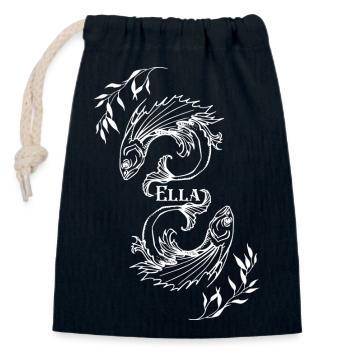 Astrological sign Pisces Ella - Closable cotton gift bag (14x20cm) - navy - Front
