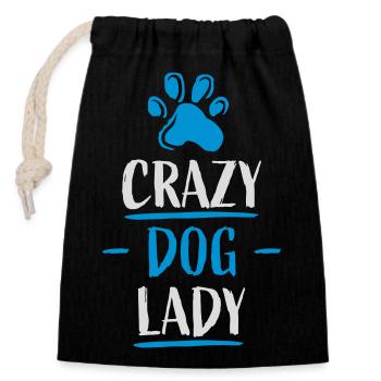 crazy dog lady quote - Closable cotton gift bag (14x20cm) - black - Front