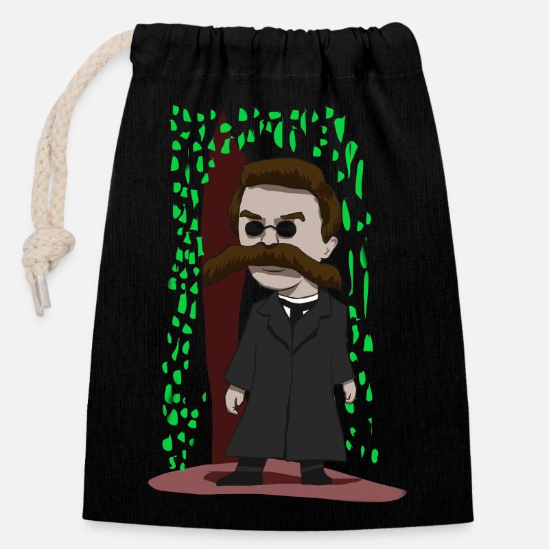 Nietzsche de la matrice - Sac cadeau en coton avec cordon (14 x 20 cm) - noir