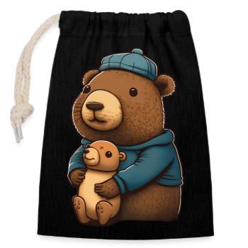 Capybara cuddling - Closable cotton gift bag (14x20cm) - black - Front