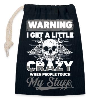 Do not touch - Closable cotton gift bag (14x20cm) - navy - Front
