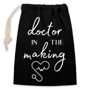 Doktor in der Ausbildung - Verschließbarer Geschenkbeutel aus Baumwolle (14x20cm) - Schwarz - Vorne