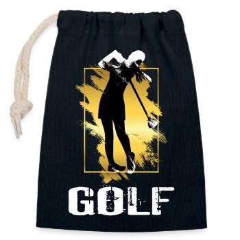Golf Golfen Golferin Spielerin Sport Hobby Gold - Verschließbarer Geschenkbeutel aus Baumwolle (14x20cm) - Navy - Vorne