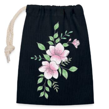 Weiße rosa Blume - Verschließbarer Geschenkbeutel aus Baumwolle (14x20cm) - Navy - Vorne
