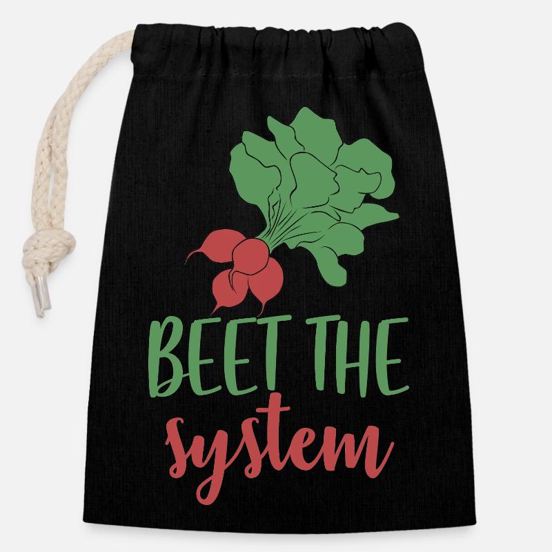 Beet the system - Closable cotton gift bag (14x20cm) - black