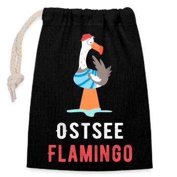 Ostsee Flamingo - Verschließbarer Geschenkbeutel aus Baumwolle (14x20cm) - Schwarz - Vorne