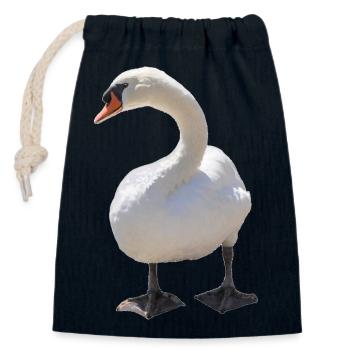 Swan - Closable cotton gift bag (14x20cm) - navy - Front