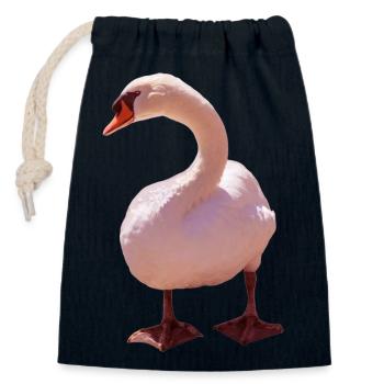Swan - Closable cotton gift bag (14x20cm) - navy - Front