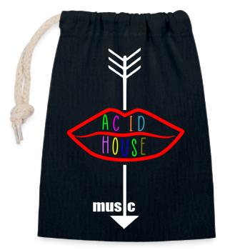 Acid-House-Musik-Logo-Lippe - Verschließbarer Geschenkbeutel aus Baumwolle (14x20cm) - Navy - Vorne