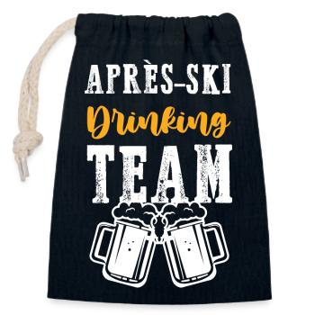 Équipe de boissons après-ski - Sac cadeau en coton avec cordon (14 x 20 cm) - bleu marine - Devant