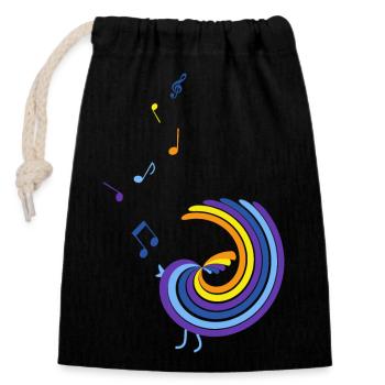 colorful singing bird - Closable cotton gift bag (14x20cm) - black - Front