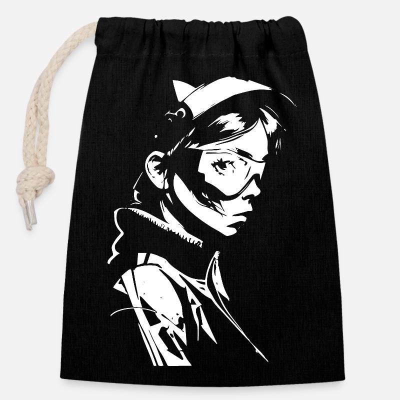 Cycliste - Sac cadeau en coton avec cordon (14 x 20 cm) - noir