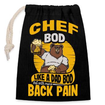 Chef Bod Like A Dad Bod Kitchen Cook Funny - Closable cotton gift bag (14x20cm) - black - Front