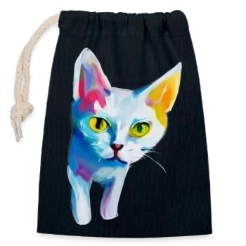 ADORABLE CAT THAT COMES OUT OF HIDING - Closable cotton gift bag (14x20cm) - navy - Front