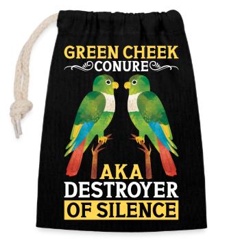 Green Parakeet aka Destroyer of the Silent Parrot - Closable cotton gift bag (14x20cm) - black - Front