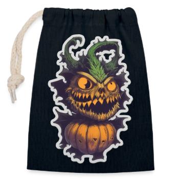 Helloween Kürbis Monster - Verschließbarer Geschenkbeutel aus Baumwolle (14x20cm) - Navy - Vorne