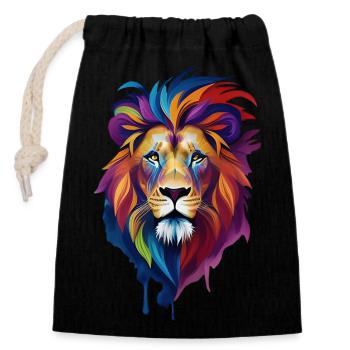 colorful Lion - Closable cotton gift bag (14x20cm) - black - Front