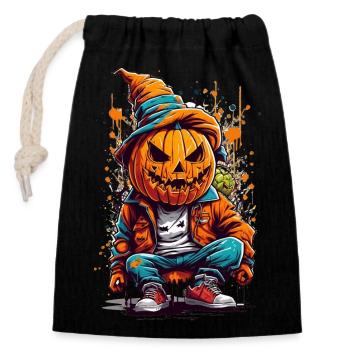 Vandalisme vibrant à la citrouille: graffitis colorés - Sac cadeau en coton avec cordon (14 x 20 cm) - noir - Devant