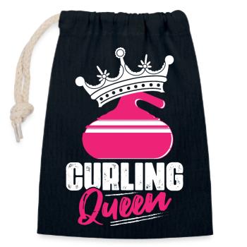 Curling Queen Balai Curler Sport Sur Glace - Sac cadeau en coton avec cordon (14 x 20 cm) - bleu marine - Devant