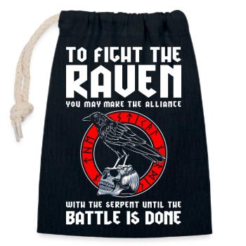 Crow Germanic Runes - Closable cotton gift bag (14x20cm) - navy - Front