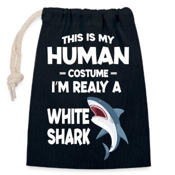 This is My Human Costume Im Really a White shark - Sac cadeau en coton avec cordon (14 x 20 cm) - bleu marine - Devant