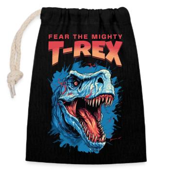 T-Rex Dinosaurier Dino Tyrannosaurus Rex Vintage - Verschließbarer Geschenkbeutel aus Baumwolle (14x20cm) - Schwarz - Vorne