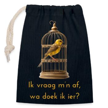 Je me demande? Dialecte anversois Chemises - Sac cadeau en coton avec cordon (14 x 20 cm) - bleu marine - Devant