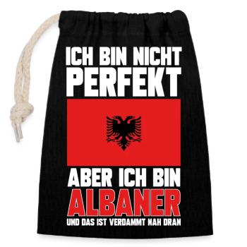 Albanische Flagge Albanischer Adler Shqiponja - Verschließbarer Geschenkbeutel aus Baumwolle (14x20cm) - Schwarz - Vorne