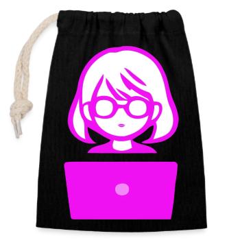 Femme avec un codeur de programmeur informatique - Sac cadeau en coton avec cordon (14 x 20 cm) - noir - Devant