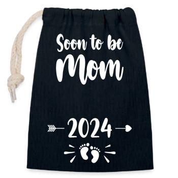 Mom Soon To Be Mommy 2024 Mother Pregnant Kids Mot - Closable cotton gift bag (14x20cm) - navy - Front