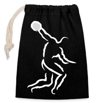 Throwing discus - Closable cotton gift bag (14x20cm) - black - Front