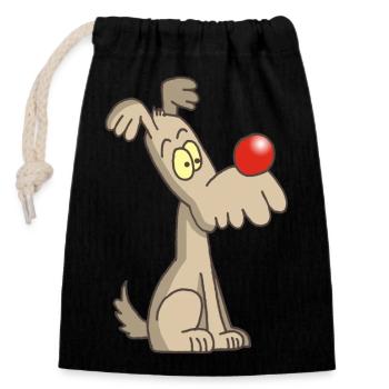 Chien rigolo et mignon - Sac cadeau en coton avec cordon (14 x 20 cm) - noir - Devant