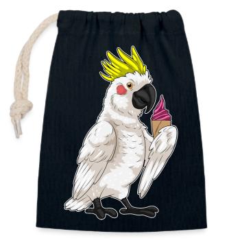 Crème glacée gaufrée au perroquet - Sac cadeau en coton avec cordon (14 x 20 cm) - bleu marine - Devant