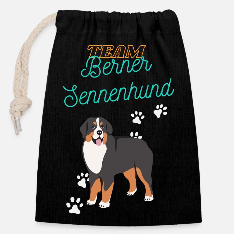Team Bernese Mountain Dog - Closable cotton gift bag (14x20cm) - black