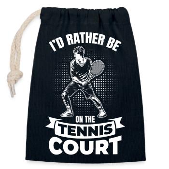 Je préfère être sur le court de tennis - Sac cadeau en coton avec cordon (14 x 20 cm) - bleu marine - Devant