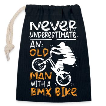 Vieux pilote de BMX - Sac cadeau en coton avec cordon (14 x 20 cm) - bleu marine - Devant