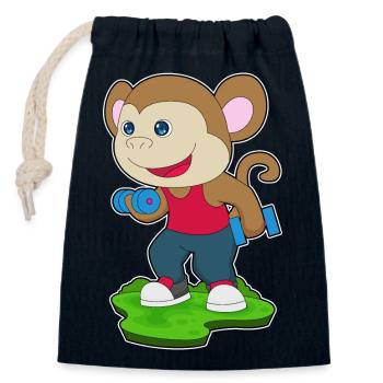 Affe Bodybuilder Hanteln Bodybuilding - Verschließbarer Geschenkbeutel aus Baumwolle (14x20cm) - Navy - Vorne