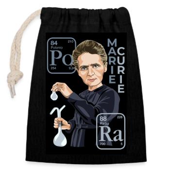 Marie Curie - Verschließbarer Geschenkbeutel aus Baumwolle (14x20cm) - Schwarz - Vorne
