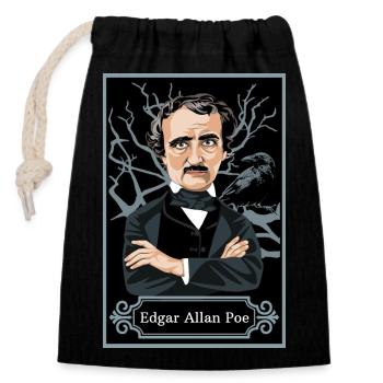 Edgar Allan Poe - Closable cotton gift bag (14x20cm) - black - Front