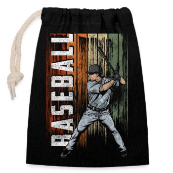 Baseball Ball Player Pitching - Closable cotton gift bag (14x20cm) - black - Front