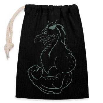 strong dragon - Verschließbarer Geschenkbeutel aus Baumwolle (14x20cm) - Schwarz - Vorne