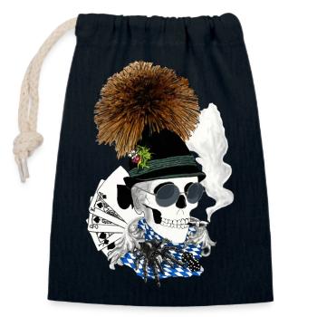Wiesnskull avec lunettes - Sac cadeau en coton avec cordon (14 x 20 cm) - bleu marine - Devant