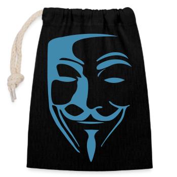 anonymous maske - Verschließbarer Geschenkbeutel aus Baumwolle (14x20cm) - Schwarz - Vorne